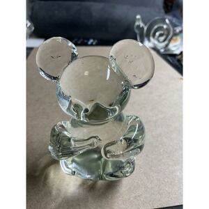 art glass paperweight Panda Bear Molded With Slight Green Tint Possibly Recycled